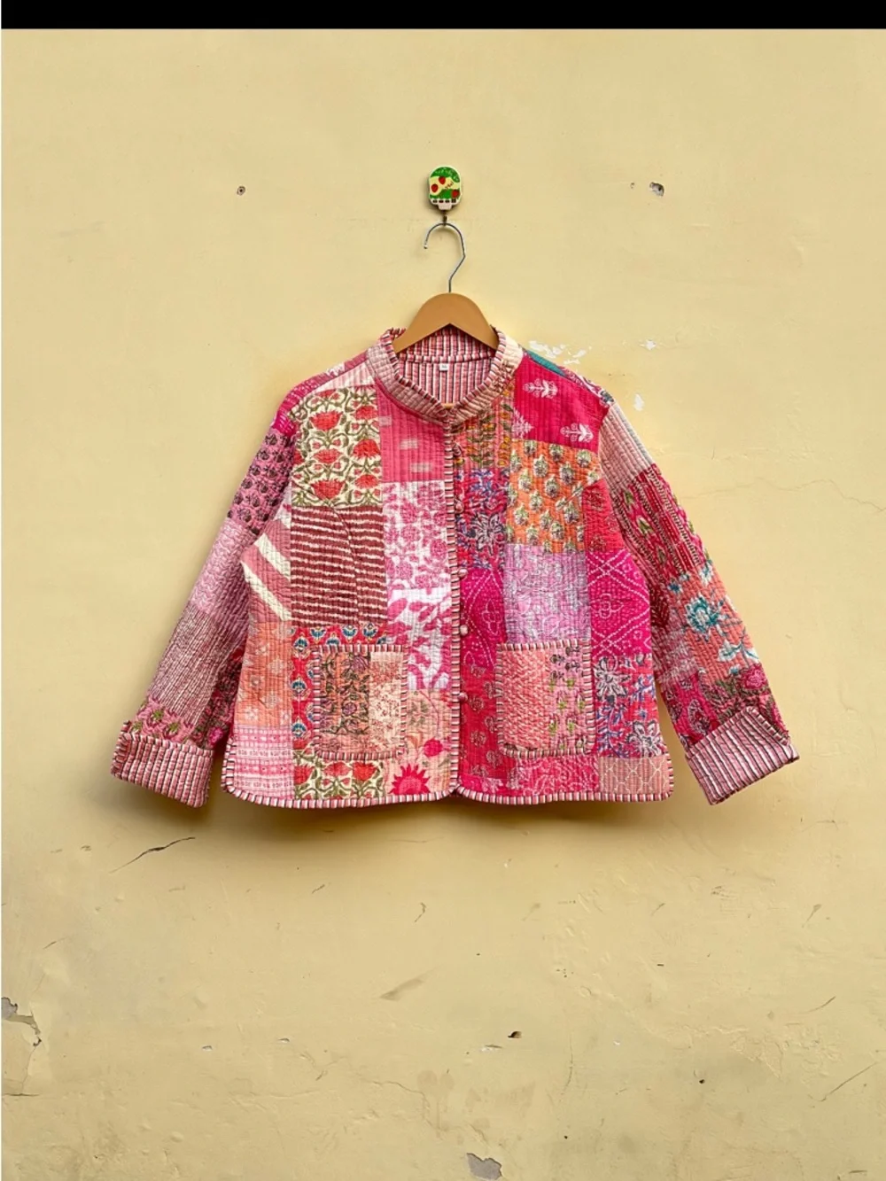 Patchwork Pink Kantha Jacket - Picture 1 of 5